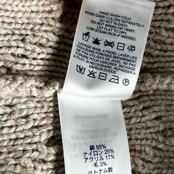 Lands End Cotton Blend Rollneck Sweater Women M Beige Donegal Knit Oatmeal Tweed - Picture 9 of 16